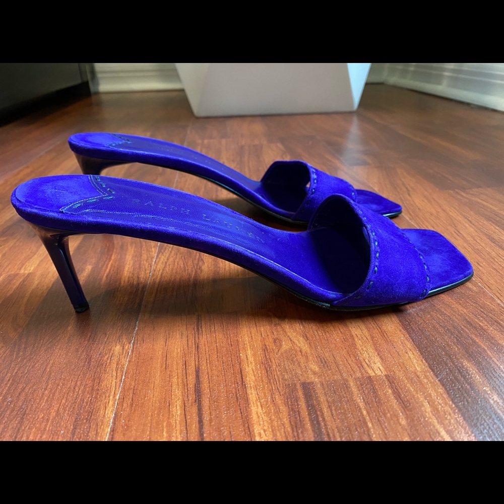 Ralph Lauren Royal Blue Suede Slide Heels